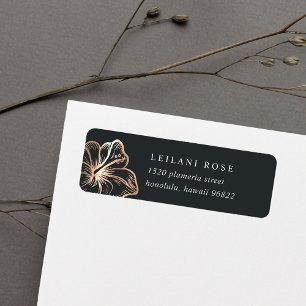 Elegant Copper Tropical Hibiscus Return Address Return Address Label