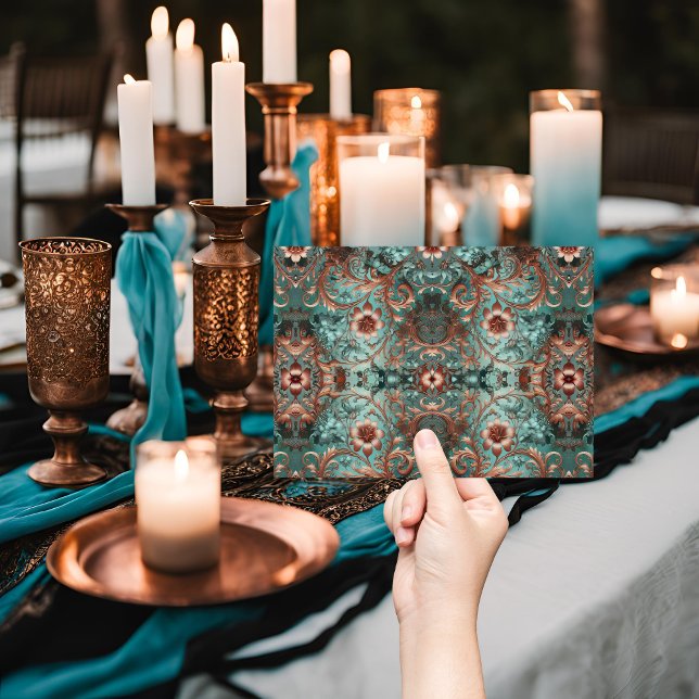 Elegant Copper Turquoise Invitation Envelopes (Creator Uploaded)