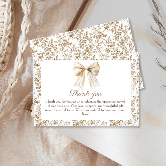 Elegant Coquette Beige Chinoiserie Baby Shower  Thank You Card (Creator Uploaded)