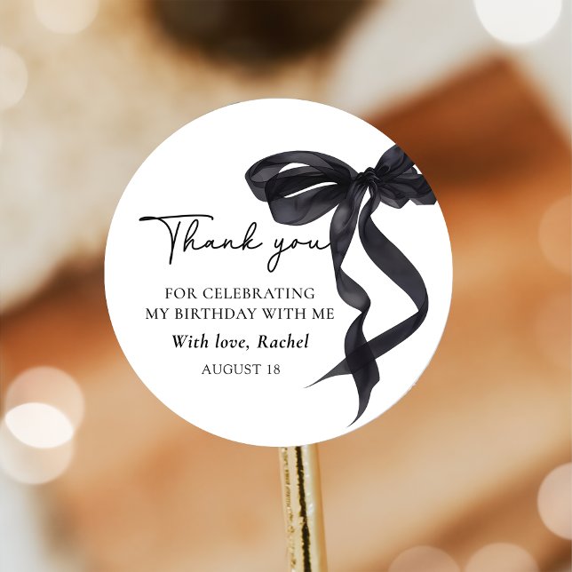 Elegant Coquette Black Bow Birthday Sticker (Creator Uploaded)