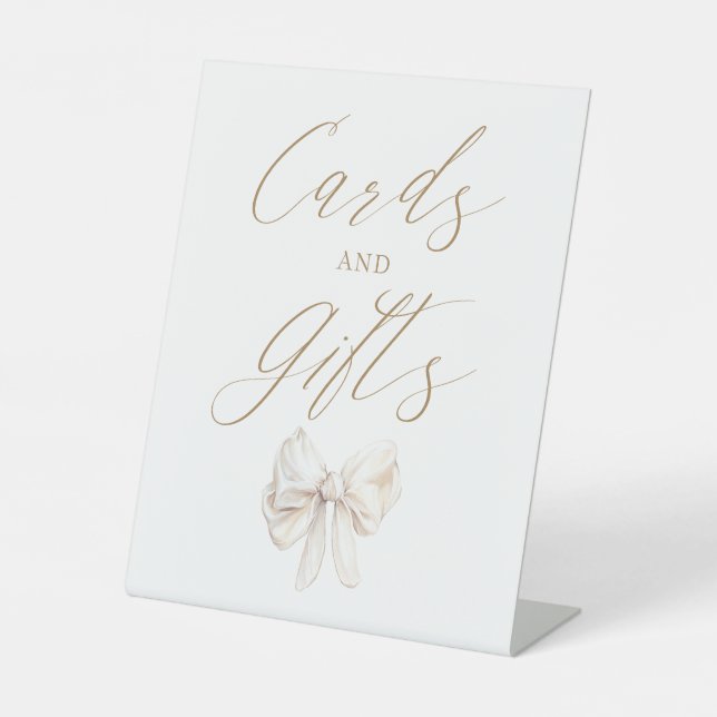 Elegant Coquette Bow Cards and Gifts Pedestal Sign (Front)