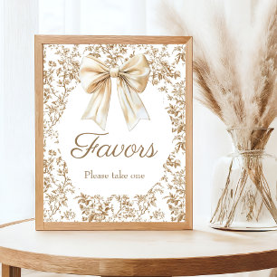 Elegant Coquette Bow Chinoiserie Baby Shower  Poster