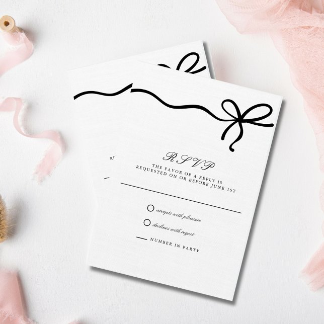 Elegant Coquette Bow Formal Wedding RSVP (Elegant Coquette Bow Formal Wedding RSVP Card)