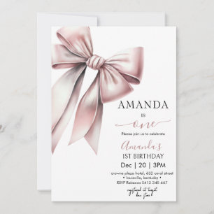 Elegant Coquette Bow girl Birthday Invitation