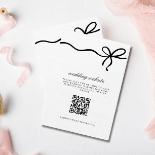 Elegant Coquette Bow Wedding Details QR Code Enclosure Card