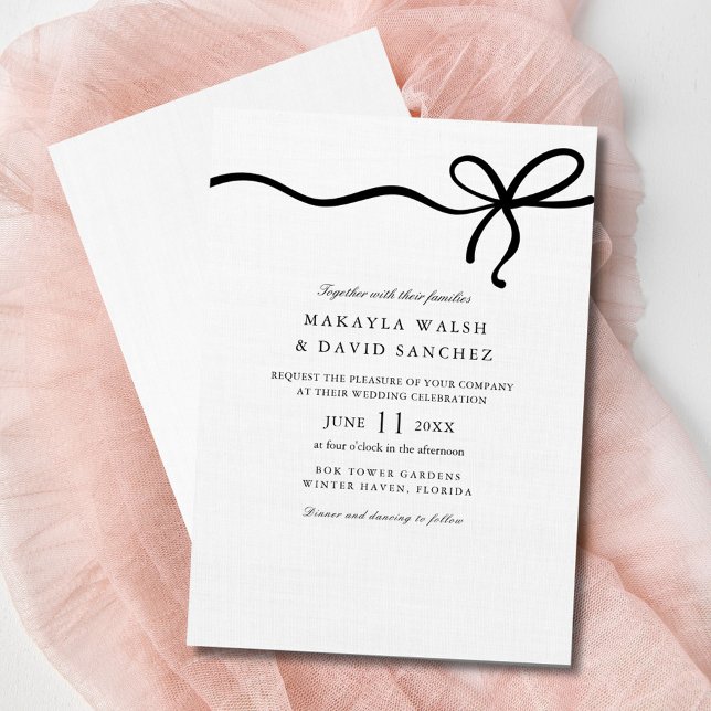Elegant Coquette Bow Wedding Invitation  (Elegant Coquette Bow Wedding Invitation)