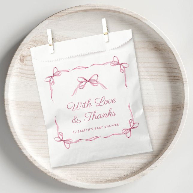 Elegant Coquette Bows Baby Girl Shower Thank You Favour Bag (Creator Uploaded)
