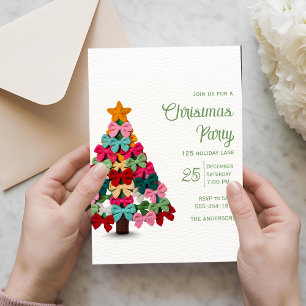 Elegant coquette bows christmas tree party invitation