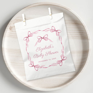 Elegant Coquette Bows Pink Baby Girl Shower Favour Bag