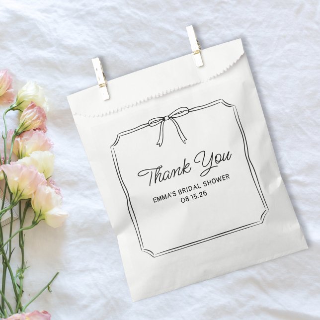 Elegant Coquette Chic Bow Bridal Shower Thank You  Favour Bag (Creator Uploaded)