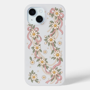 Elegant Coquette Daisy & Pearl Garland iPhone 15 Case