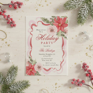 Elegant Coquette Floral Christmas Party Vellum Invitations