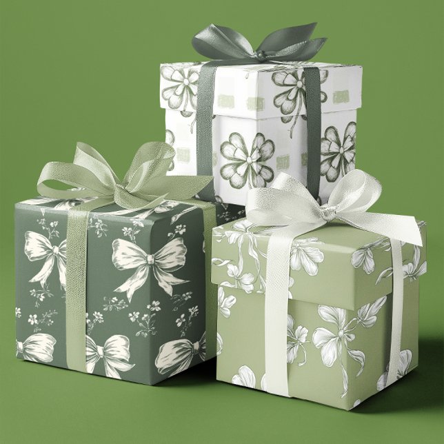 Elegant Coquette Green Shamrocks set of 3 Wrapping Paper Sheet (Elegant Coquette Green Shamrocks set of 3 Wrapping Paper Sheets)
