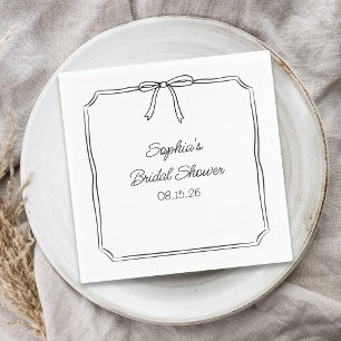 Elegant Coquette Hand Drawn Bow Cute Bridal Shower Napkin