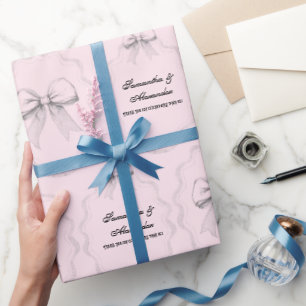 Elegant Coquette Hand Drawn Bows & Wedding Vows Wrapping Paper