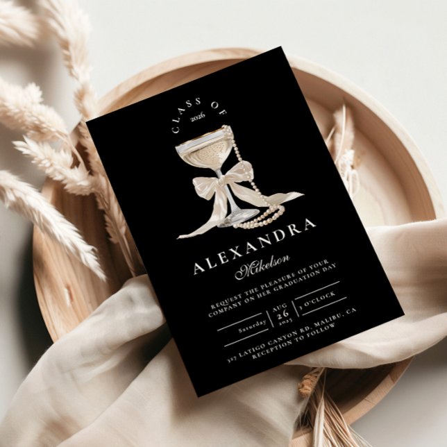 Elegant Coquette Pearl Graduation Invitation (Creator Uploaded)