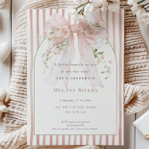 Elegant Coquette Pink Blush Roses Bow Baby Shower