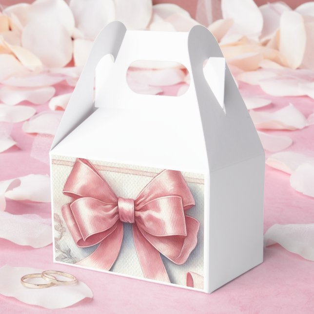 Elegant Coquette Pink Bow Baby Shower Girl Favour Box (Wedding)