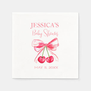 Elegant Coquette Pink Bow Baby Shower Girl Napkin