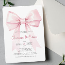 Elegant Coquette Pink Bow Girl Baby Shower