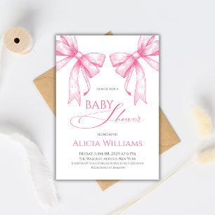 Elegant Coquette Pink Bows Girl Baby Shower Invitation