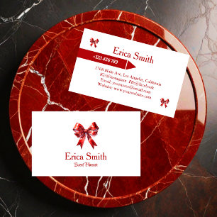 Elegant Coquette Red Bow  Business Card