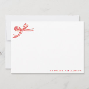 Elegant Coquette Red Bow Personalised Stationery Thank You Card