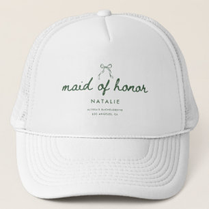 Elegant Coquette Script Maid of Honor's Name Trucker Hat