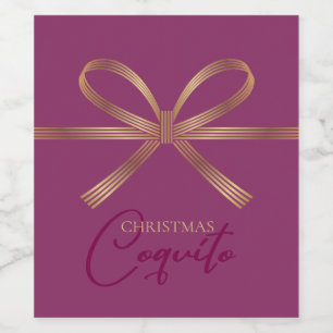 Elegant Coquito Bow Wine Label