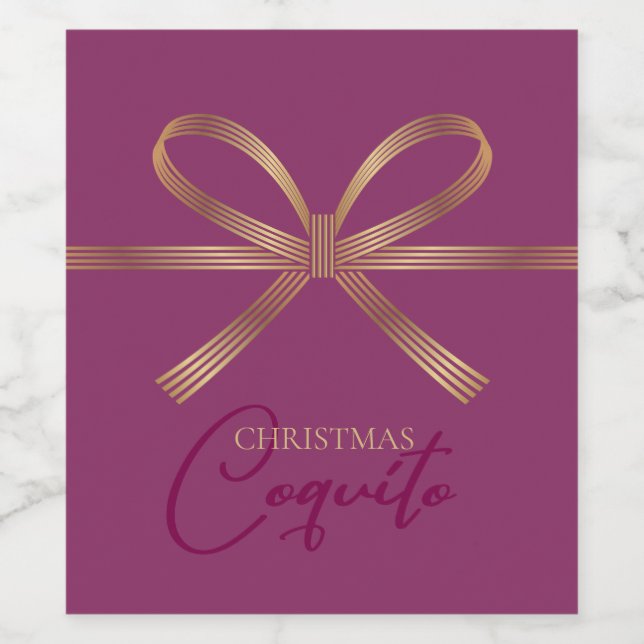 Elegant Coquito Bow Wine Label (Single Label)