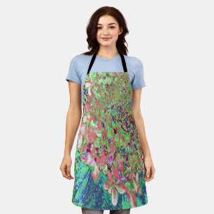 Elegant Coral and Chartreuse Limelight Hydrangea Apron