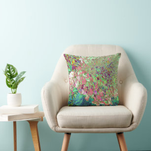 Elegant Coral and Chartreuse Limelight Hydrangea Cushion