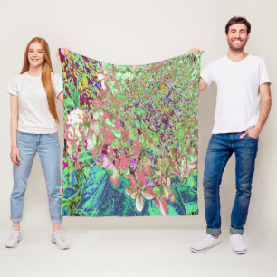 Elegant Coral and Chartreuse Limelight Hydrangea Fleece Blanket