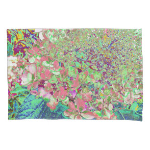 Elegant Coral and Chartreuse Limelight Hydrangea Pillowcase