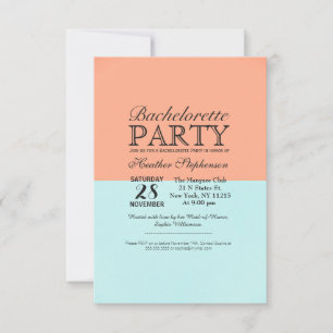 Elegant Coral and Mint Green Two Tone Colour Split Invitation