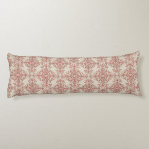 Elegant Coral and Off White Floral Damask Pattern Body Cushion