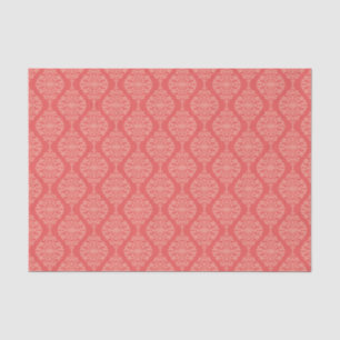 Elegant Coral And White  Damask Pattern Tissue Paper