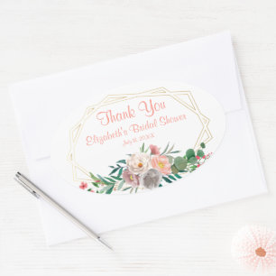 Elegant Coral Bridal Shower Square Sticker