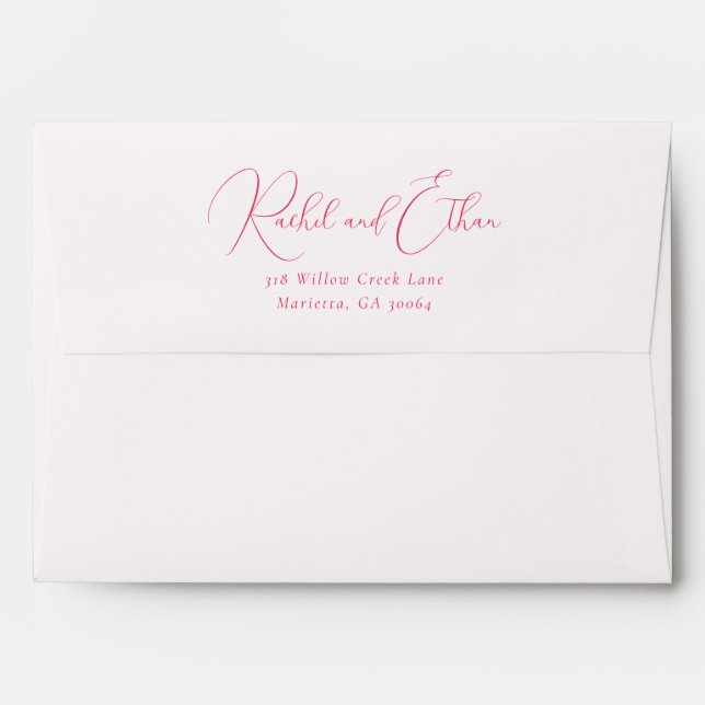 Elegant Coral Calligraphy Envelope (Back (Top Flap))