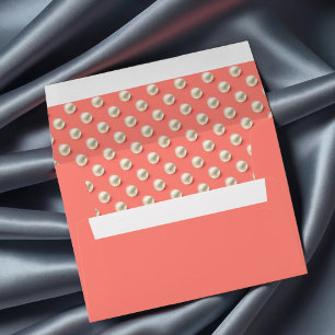 Elegant Coral Envelope with Pearl Patterned Liner