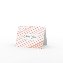 Elegant Coral Geometric Chevron Polka Dot Plaid