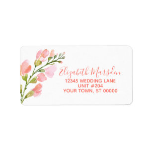 Elegant Coral Gold Floral RSVP Return Address Label