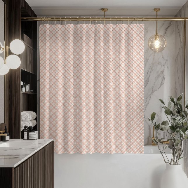 Elegant Coral Grey Curtain Cosy Modern Bathroom (Elegant Coral Grey Curtain Cozy Modern Bathroom)