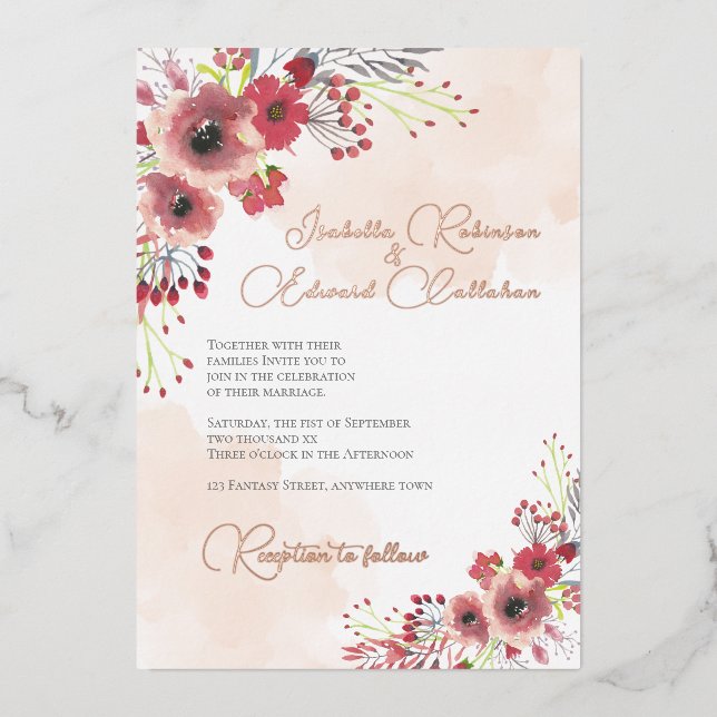 Elegant Coral Peony Floral Wreath Wedding (Front)