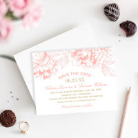 Elegant Coral Peony Sketch Wedding
