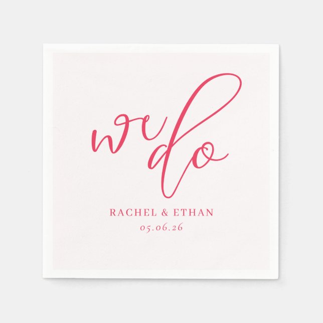 Elegant Coral Pink Calligraphy Napkin (Front)