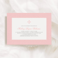 Elegant Coral Pink Cross Pattern Girl Baptism