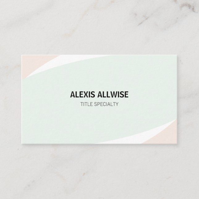 Elegant Coral Pink Mint & White Business Card (Front)