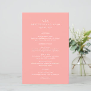 Elegant Coral Pink Modern Wedding Menu