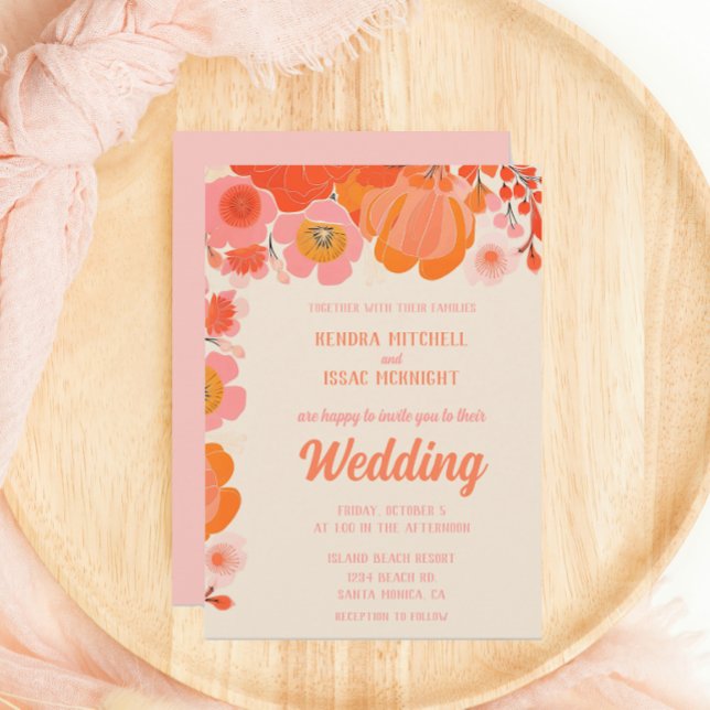 Elegant Coral Pink Peony Flower  Invitation (Creator Uploaded)